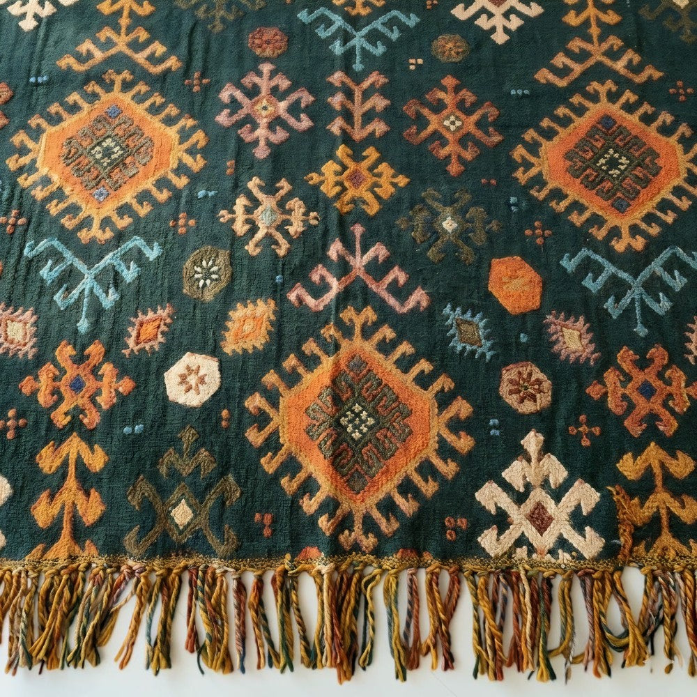 Earthy Chic Cotton Throw with Stylish Fringe