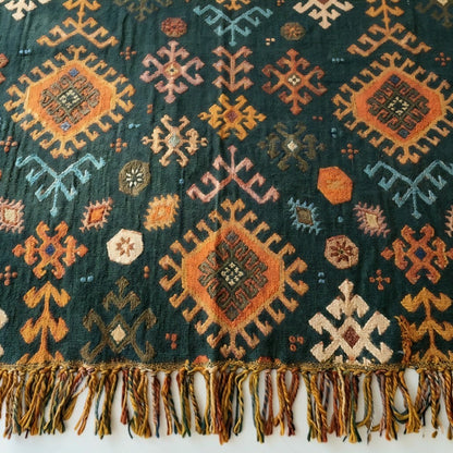 Earthy Chic Cotton Throw with Stylish Fringe