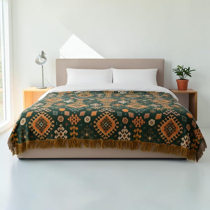 Earthy Chic Cotton Throw with Stylish Fringe