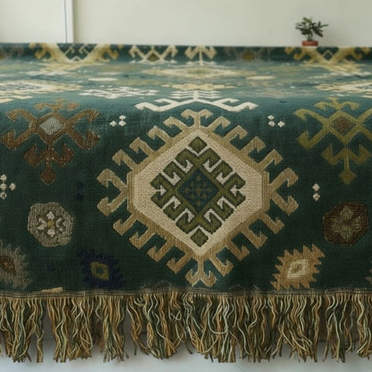 Earthy Chic Cotton Throw with Stylish Fringe