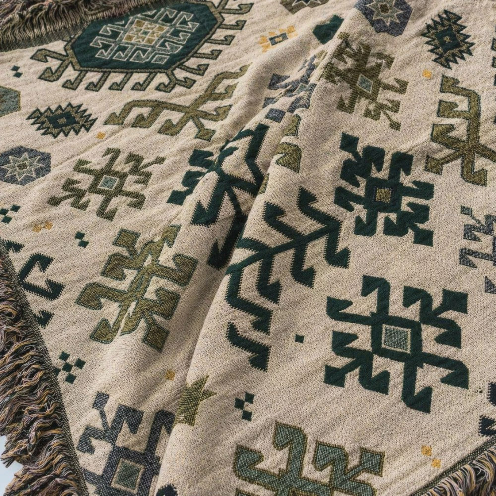 Earthy Chic Cotton Throw with Stylish Fringe