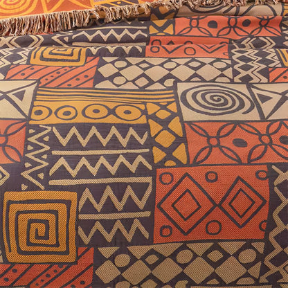 Cultural Harmony Reversible Cotton Throw with Fringe