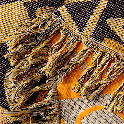 Cultural Harmony Reversible Cotton Throw with Fringe