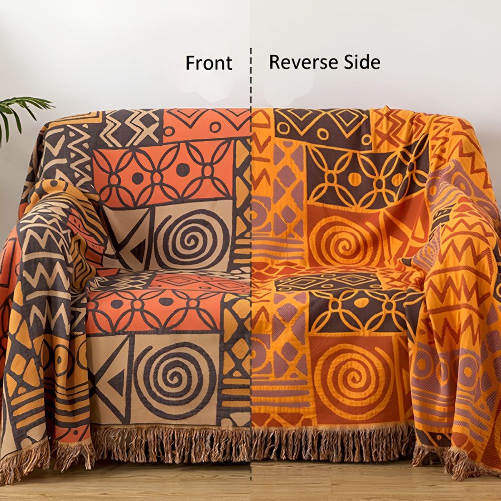 Cultural Harmony Reversible Cotton Throw with Fringe