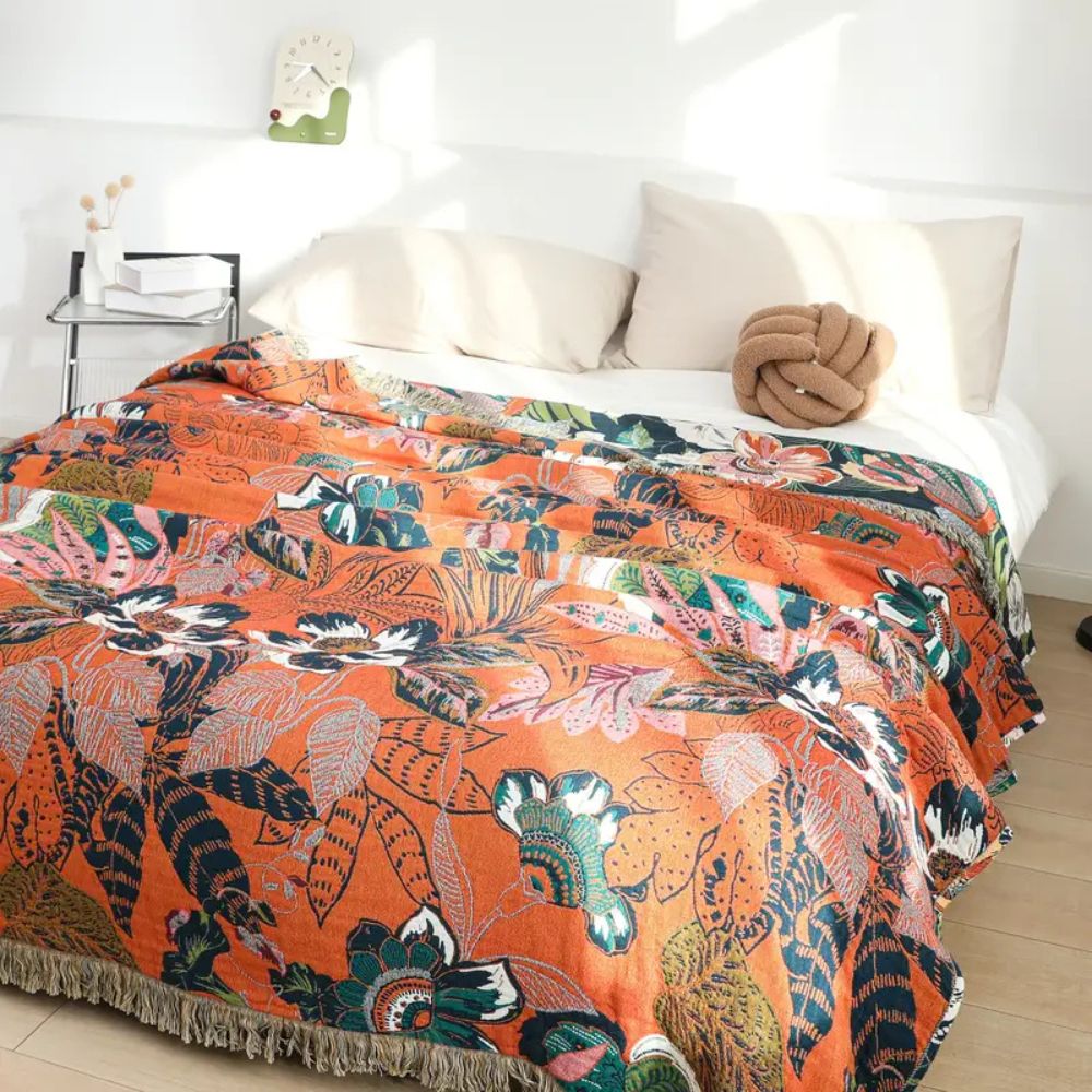 Tropical Oasis Reversible Cotton Throw