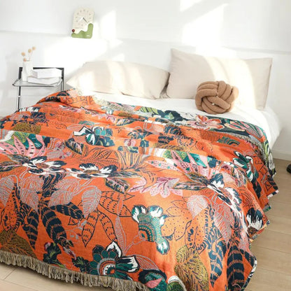 Tropical Oasis Reversible Cotton Throw