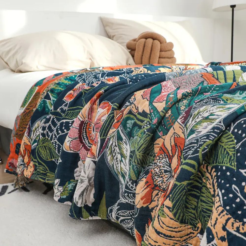Tropical Oasis Reversible Cotton Throw