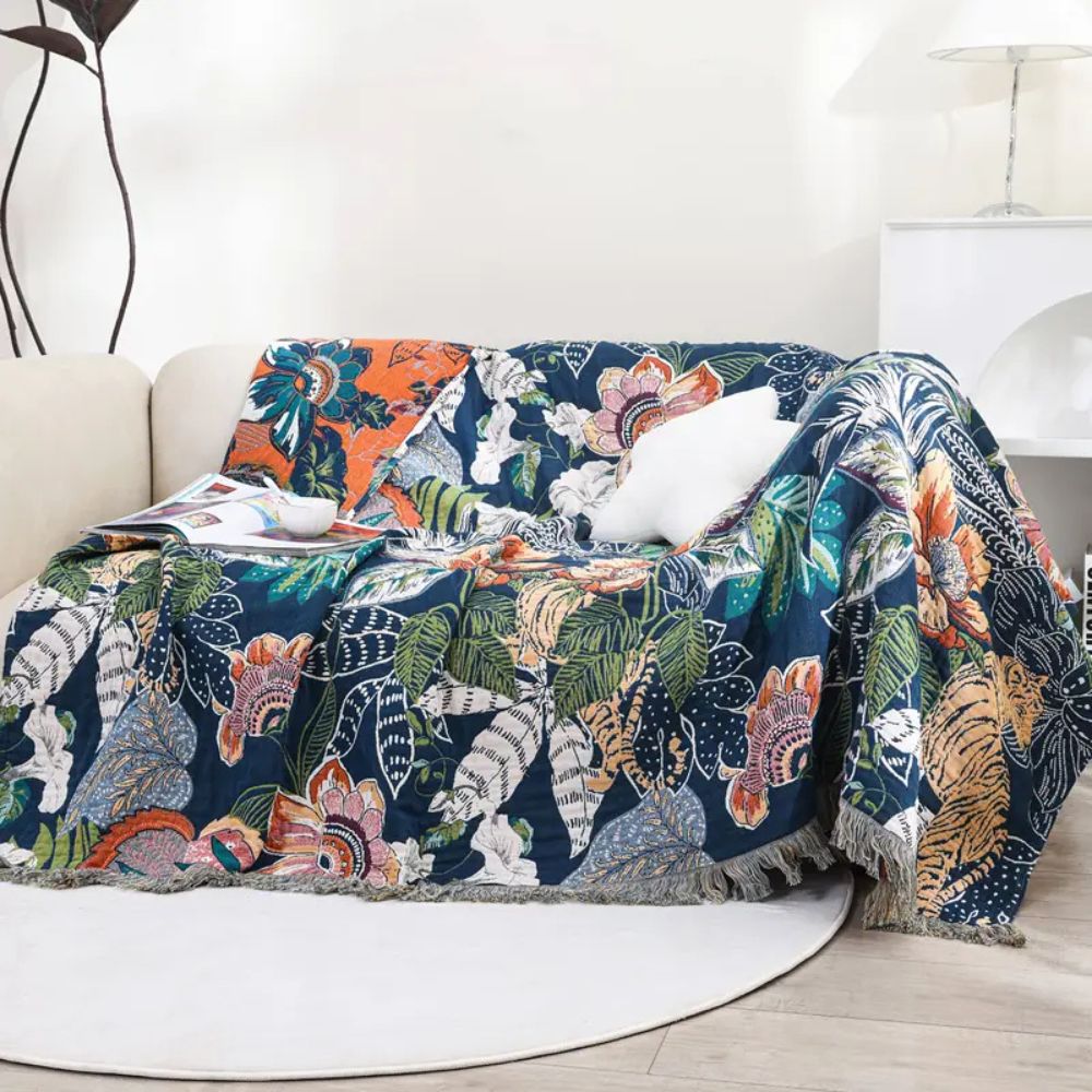 Tropical Oasis Reversible Cotton Throw