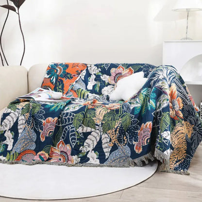 Tropical Oasis Reversible Cotton Throw