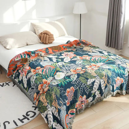Tropical Oasis Reversible Cotton Throw