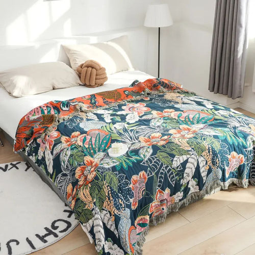 Tropical Oasis Reversible Cotton Throw