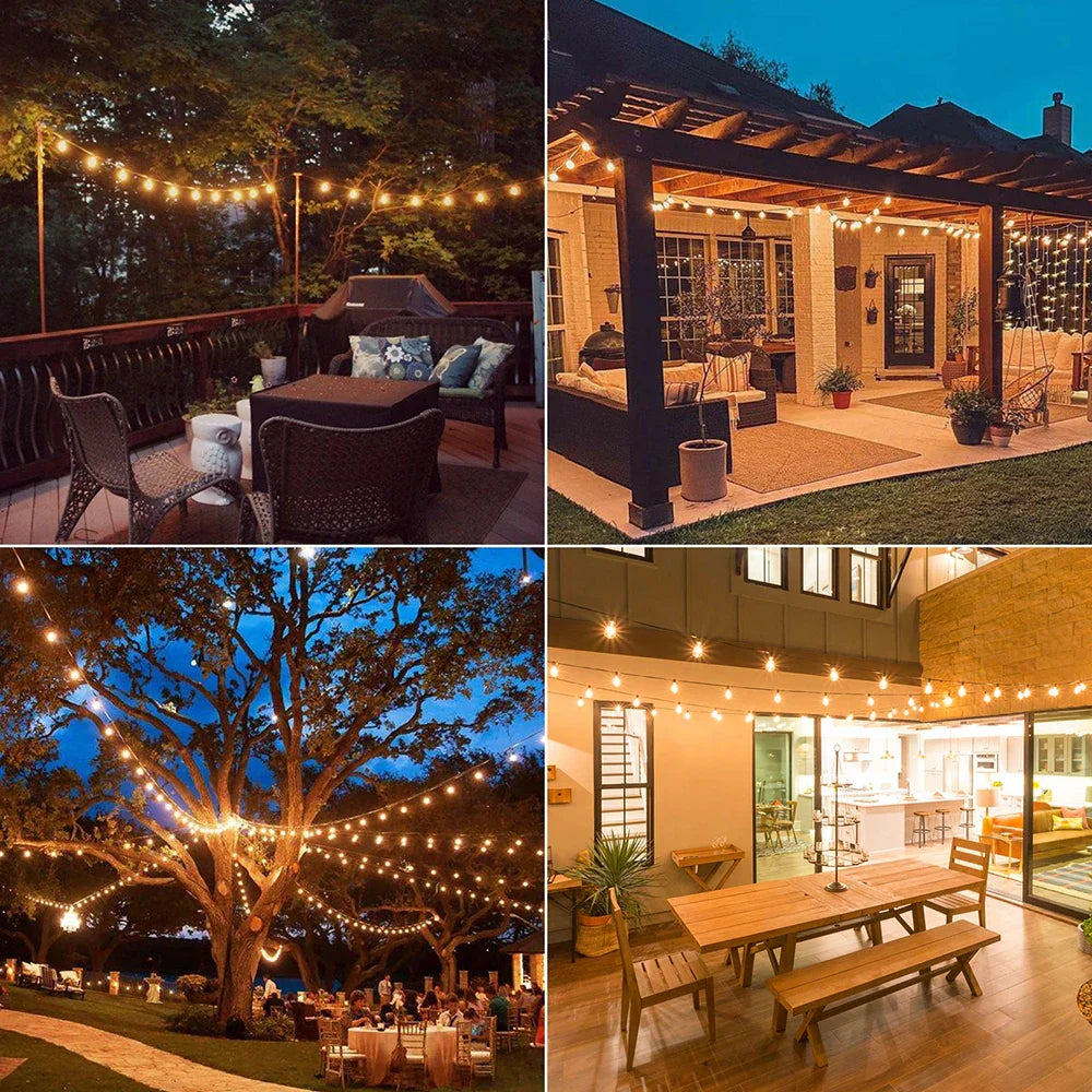 Waterproof Outdoor LED String Lights with Warm Glow