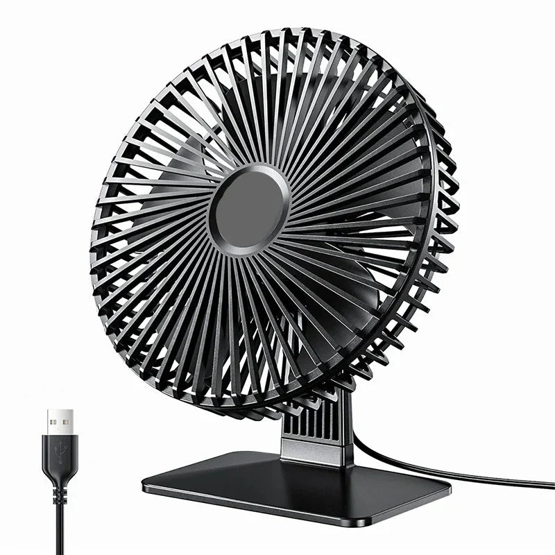 Oscillating USB Desk Fan – Quiet, Compact, 4-Speed Design for Nightstands