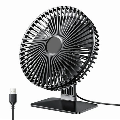 Oscillating USB Desk Fan – Quiet, Compact, 4-Speed Design for Nightstands