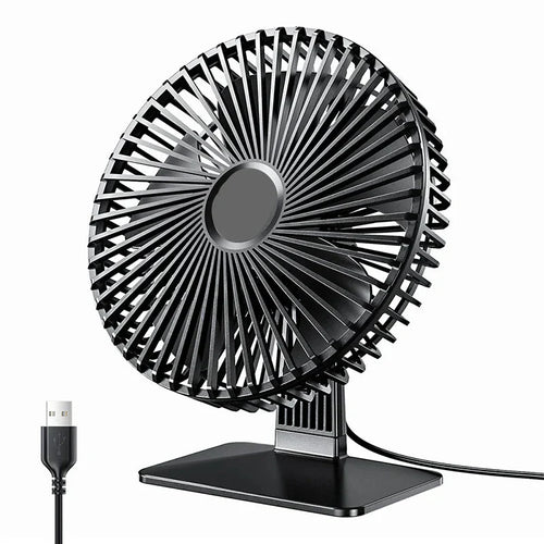 Oscillating USB Desk Fan – Quiet, Compact, 4-Speed Design for Nightstands