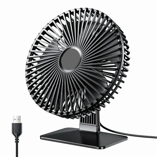 Oscillating USB Desk Fan – Quiet, Compact, 4-Speed Design for Nightstands