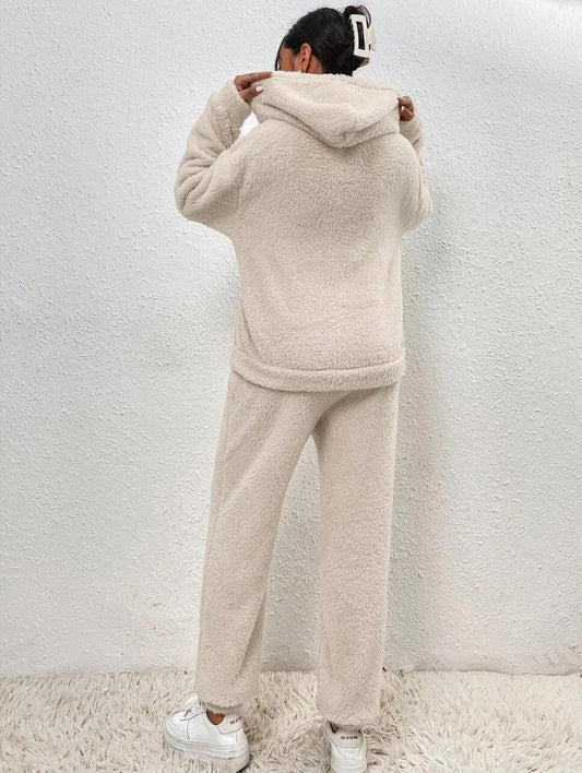 Cozy Hooded Teddy Jumpsuit - Soft and Comfortable
