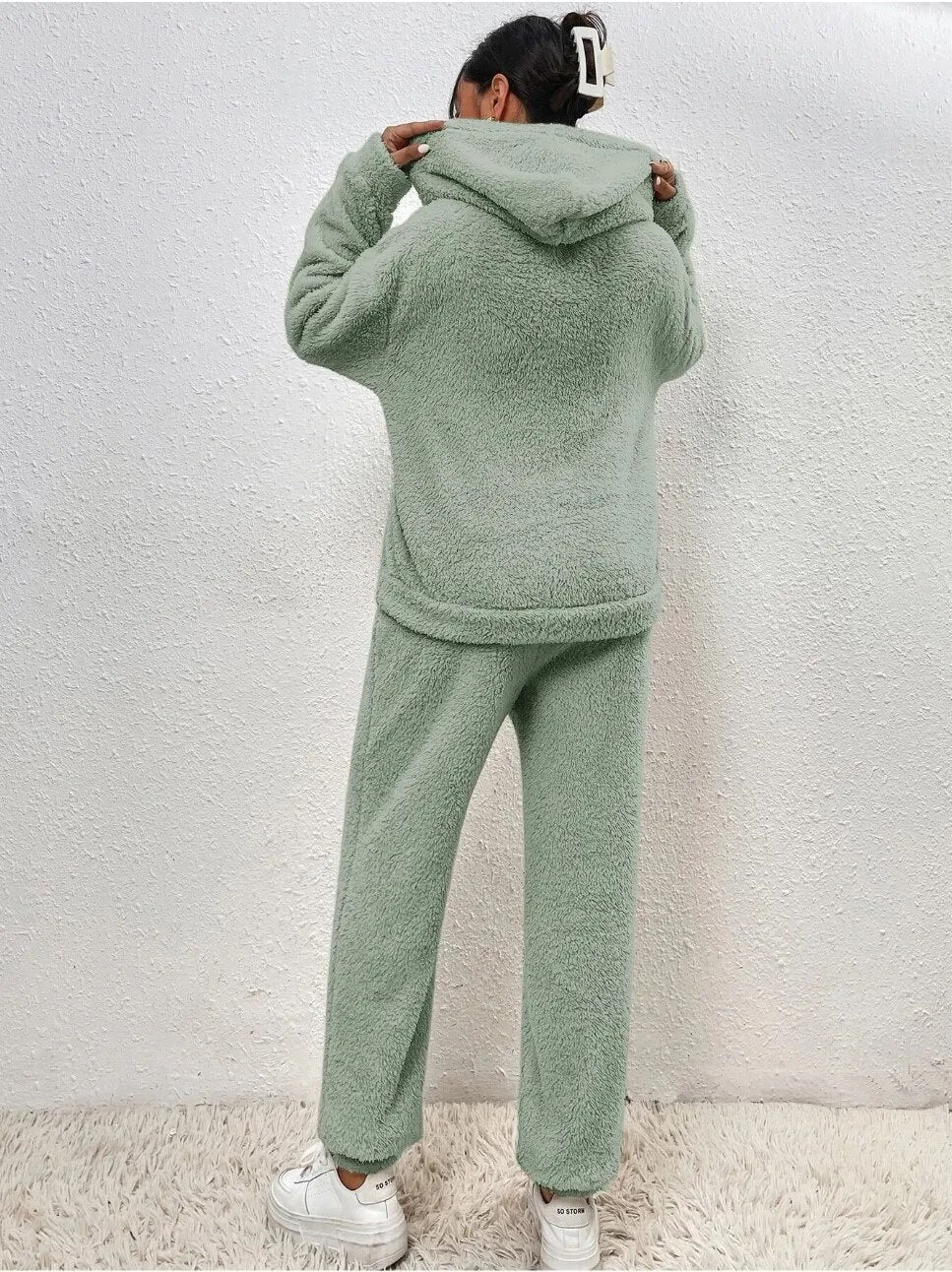 Cozy Hooded Teddy Jumpsuit - Soft and Comfortable