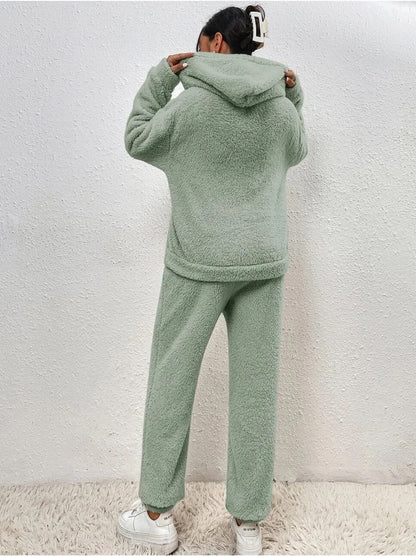 Cozy Hooded Teddy Jumpsuit - Soft and Comfortable