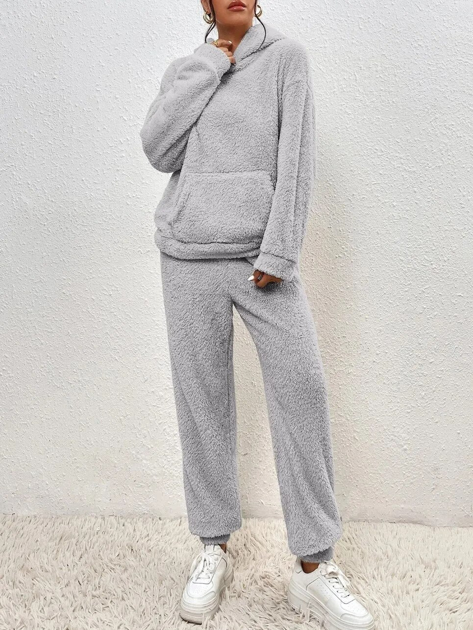 Cozy Hooded Teddy Jumpsuit - Soft and Comfortable