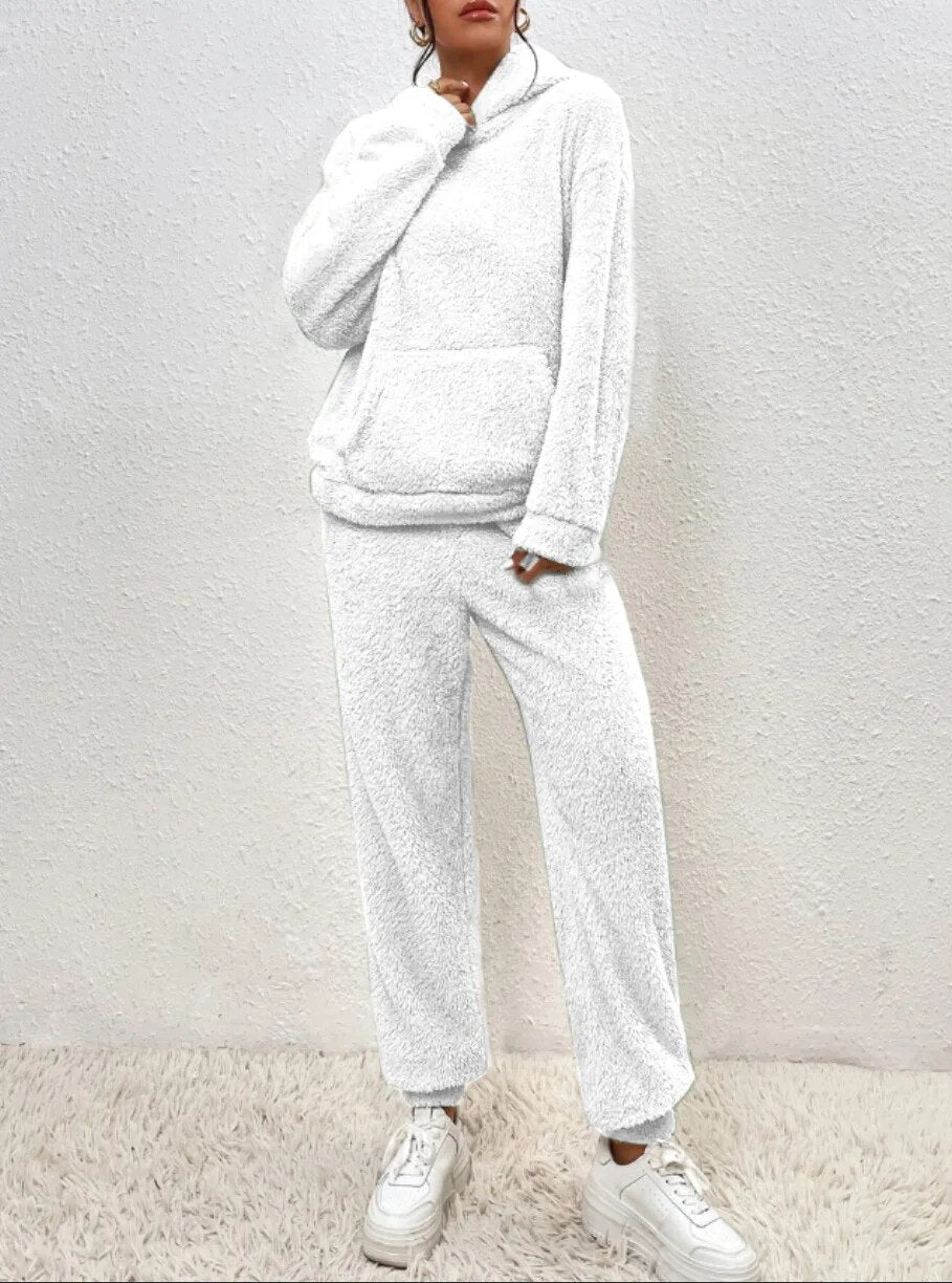 Cozy Hooded Teddy Jumpsuit - Soft and Comfortable