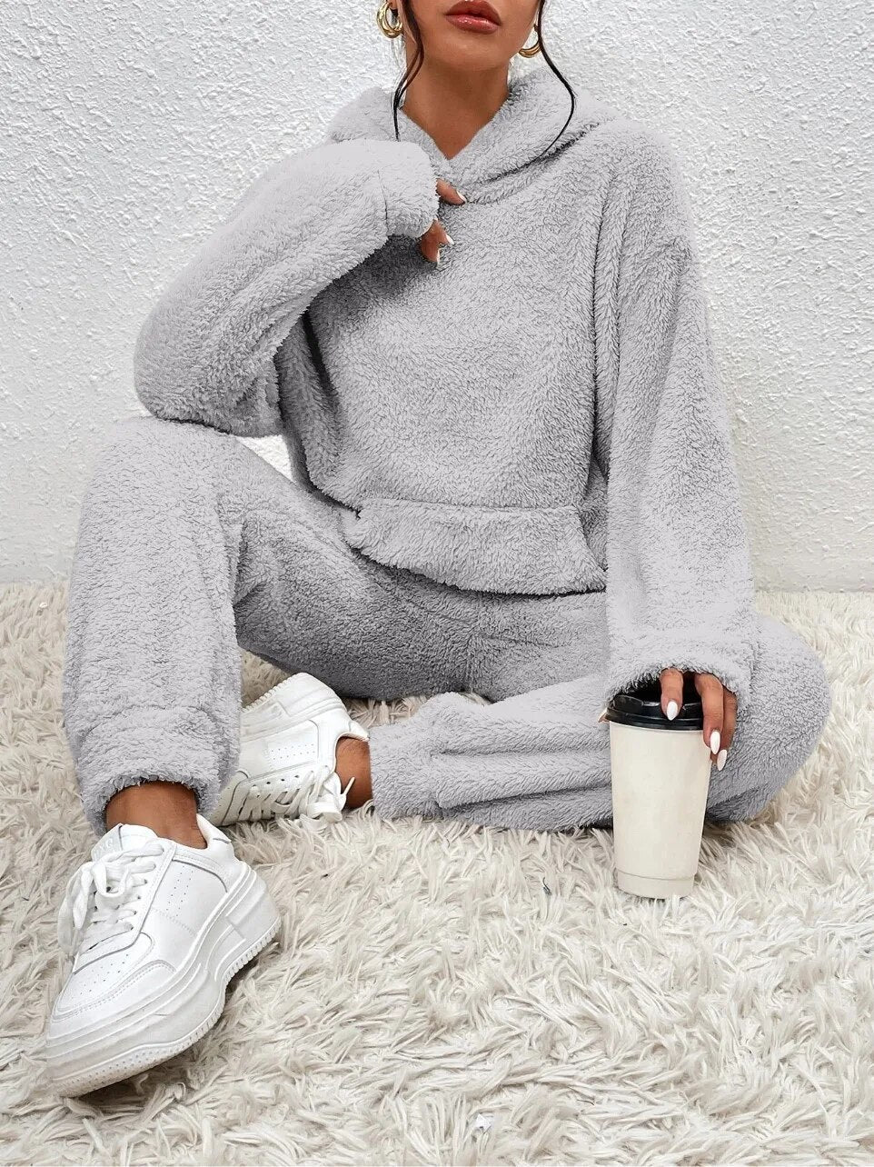 Cozy Hooded Teddy Jumpsuit - Soft and Comfortable