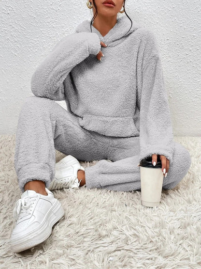 Cozy Hooded Teddy Jumpsuit - Soft and Comfortable