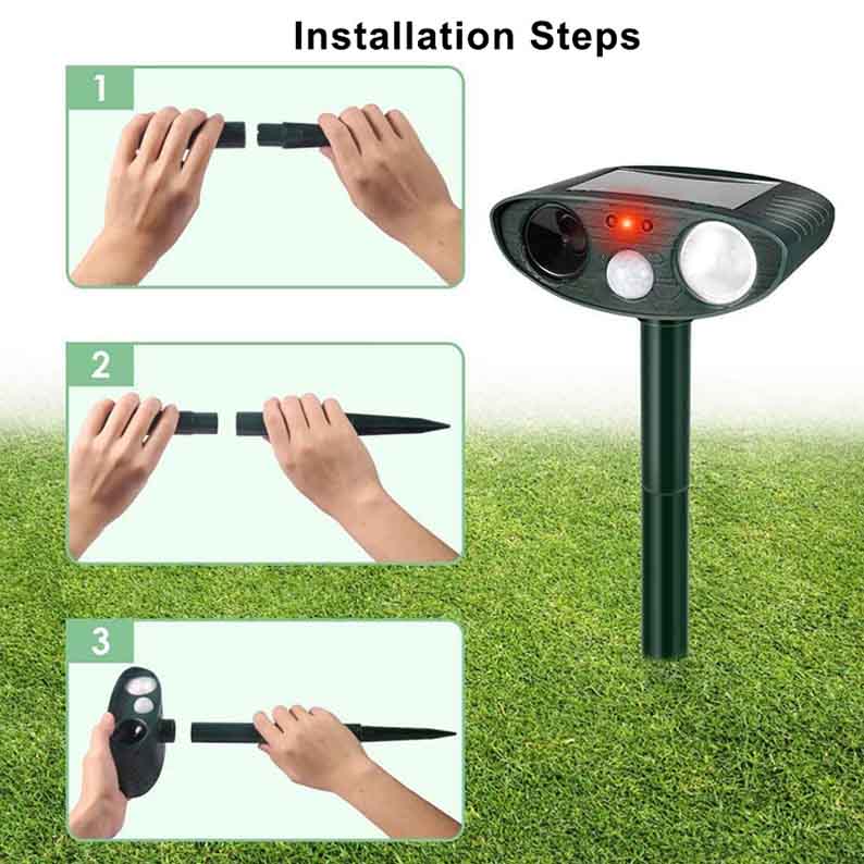 Ultrasonic Rabbit Repellent with Eco-Friendly LED Lighting