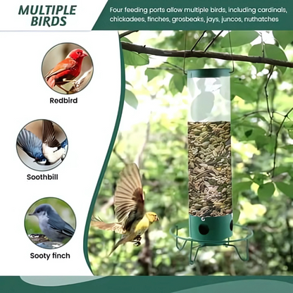 Rotatable Squirrel-Resistant Bird Feeder for Gardens with Multiple Ports