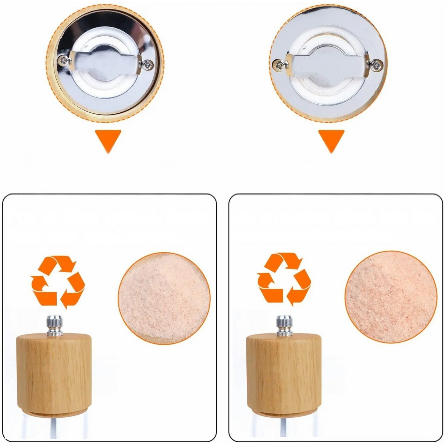 Spice Mill Set with Precision Ceramic Grinder - Natural Wood