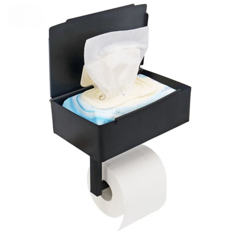 Sleek Stainless Steel Toilet Paper Holder with Storage Shelf