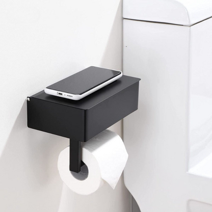 Sleek Stainless Steel Toilet Paper Holder with Storage Shelf