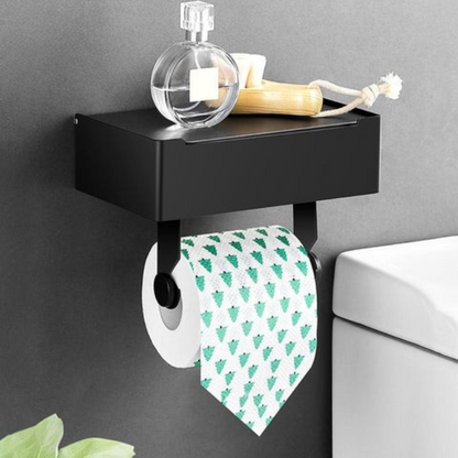 Sleek Stainless Steel Toilet Paper Holder with Storage Shelf