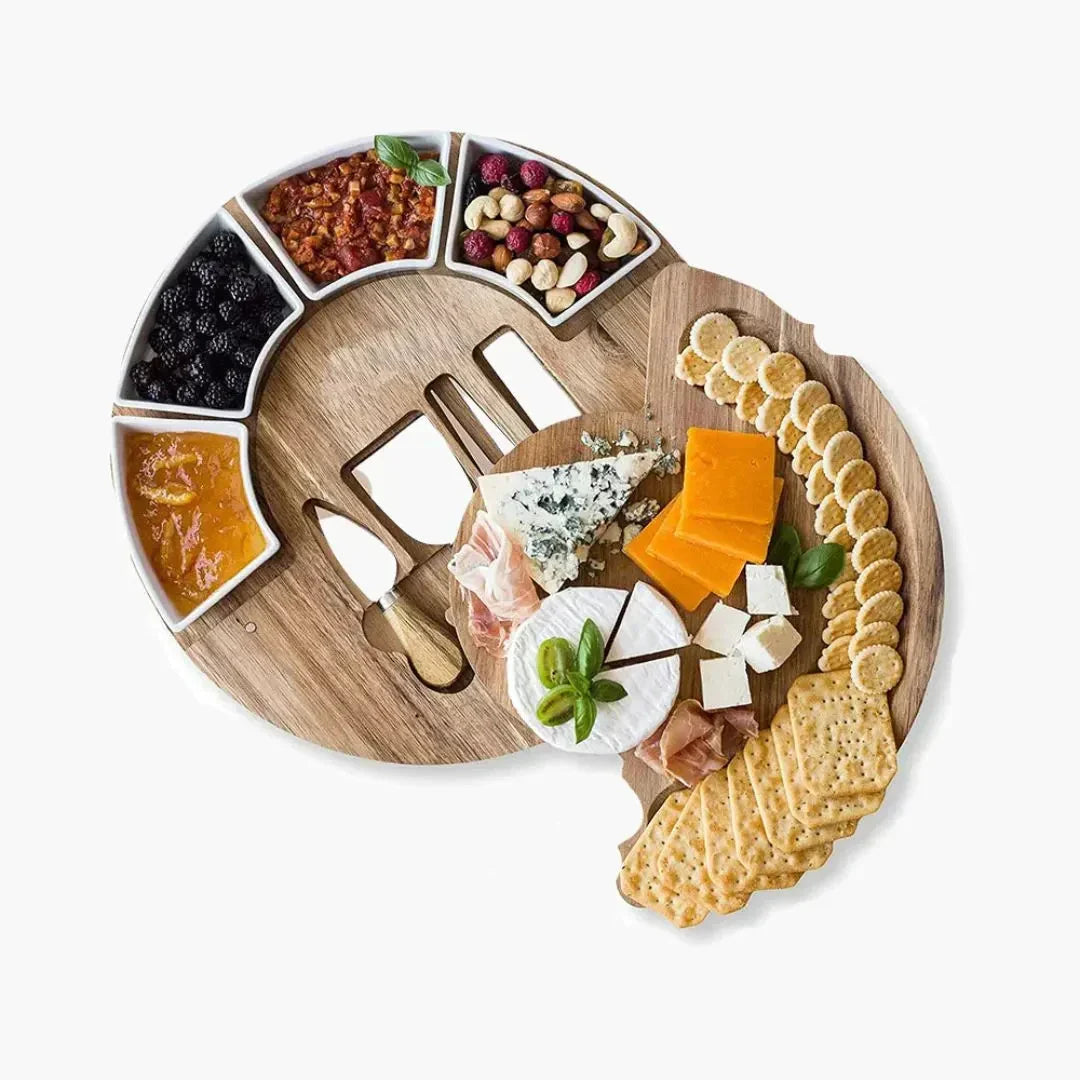 Bamboo Cheese Board Set - Stylish Wood Platter for Serving