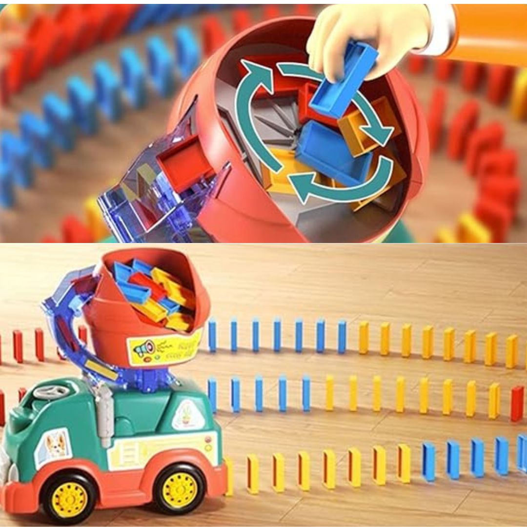 Wooden Domino Truck Toy – Montessori Educational Play