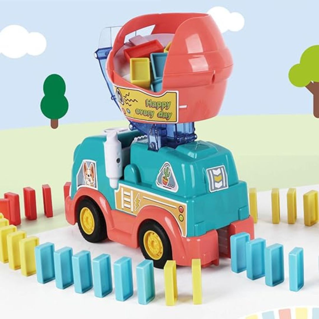 Wooden Domino Truck Toy – Montessori Educational Play