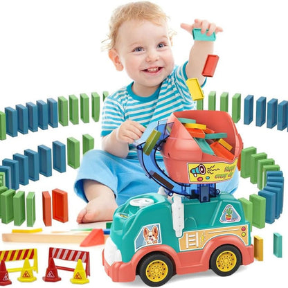 Wooden Domino Truck Toy – Montessori Educational Play