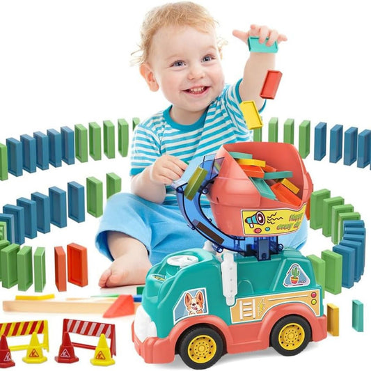 Wooden Domino Truck Toy – Montessori Educational Play