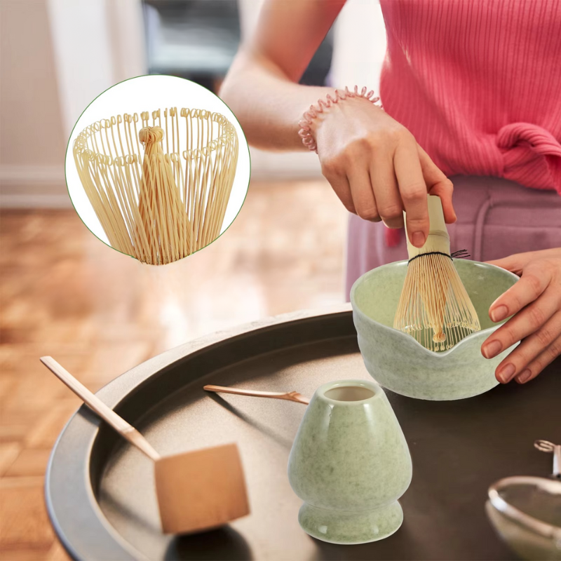 Ceramic Matcha Tea Set with Bamboo Tools – Traditional Japanese Style