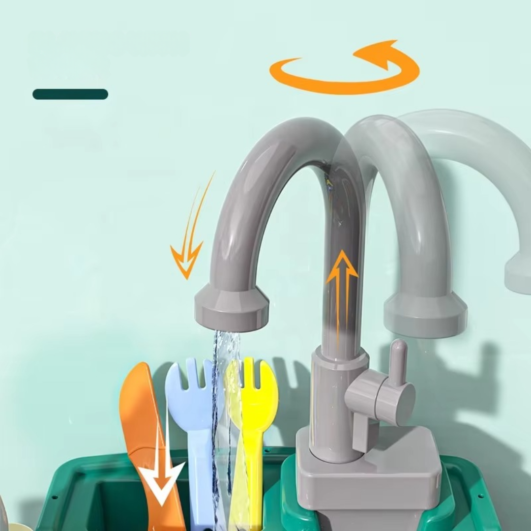 Kids' Play Kitchen with Magic Faucet and Water Feature