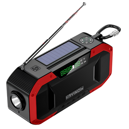 Emergency Radio with Solar and Hand Crank, Power Bank & LED Light