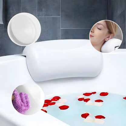 Waterproof Non-Slip Bathtub Pillow – Soft Memory Foam Head and Back Cushion with Suction Cups