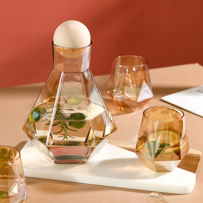 Drinkware Set with Diamond Design – Jug and Tumblers