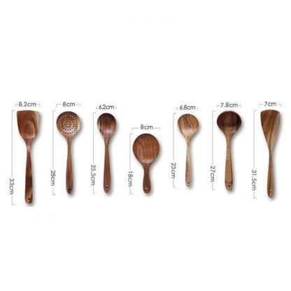 Kitchen Utensil Set Made of Teak Wood
