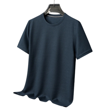 Men's Short Sleeve T-Shirt with Round Neck in Waffle Texture