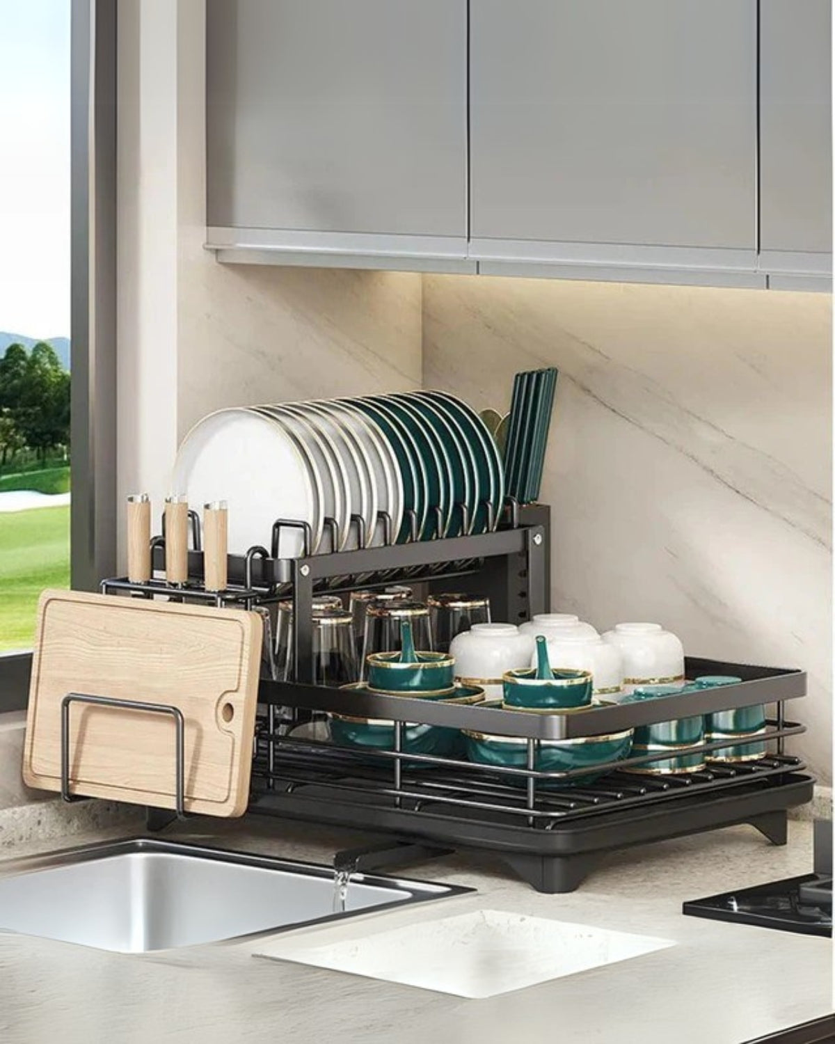 Dish Drying Rack for Kitchen | Contemporary Style with Drainage System