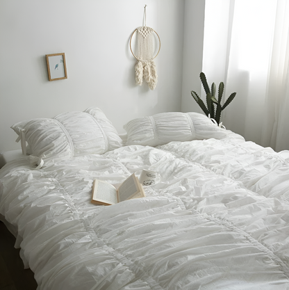 Beige Bedding Set – 100% Washed Cotton Bed Linen with Pillowcases and Sheets, Durable and Easy Care for Modern Bedrooms