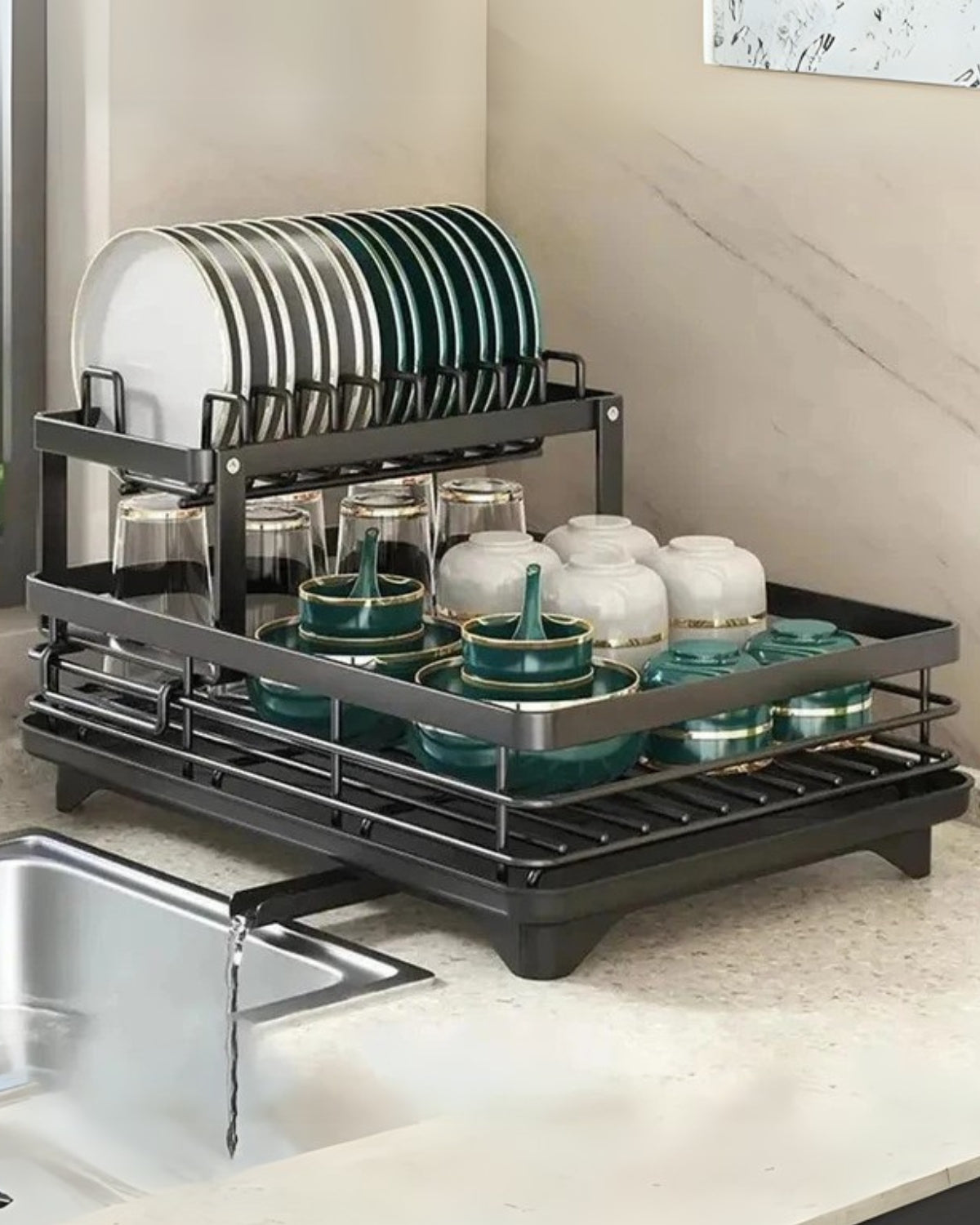 Dish Drying Rack for Kitchen | Contemporary Style with Drainage System
