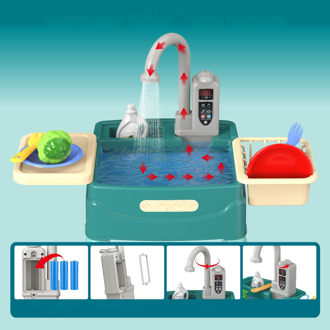 Kids' Play Kitchen with Magic Faucet and Water Feature