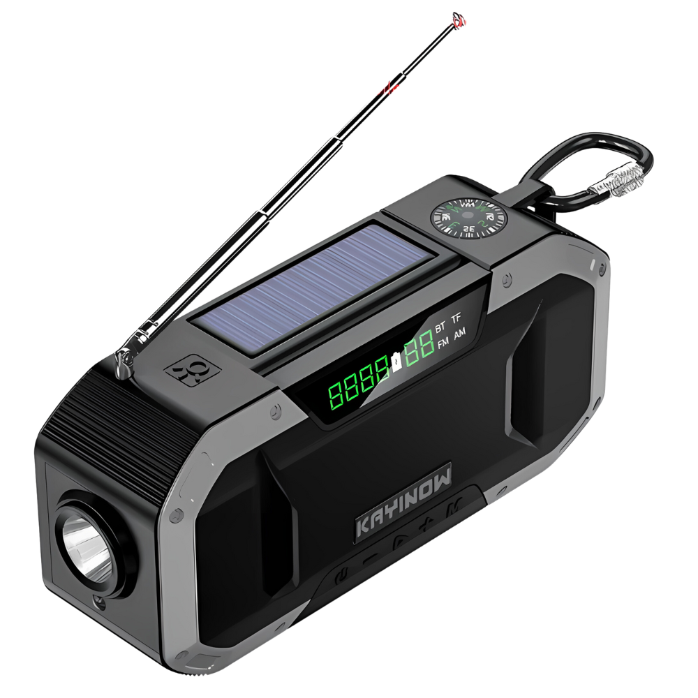 Emergency Radio with Solar and Hand Crank, Power Bank & LED Light